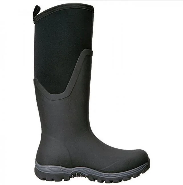 

China luxury fashion brand over knee height steel toe agricultural farm men black neoprene rain boots