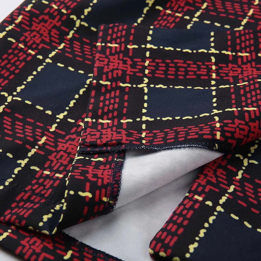 

Plaid High Waist Suit Collar Double Breasted Fashion Dress Office Ladies Knee-length Long Sleeve A Line Ladies Dress Sukienka