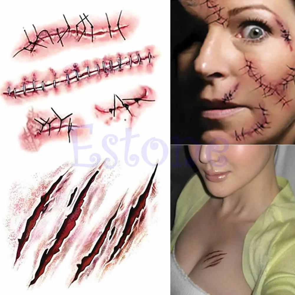 

New Halloween Fake Scab Blood Special Costume Makeup Zombie Scars Tattoos