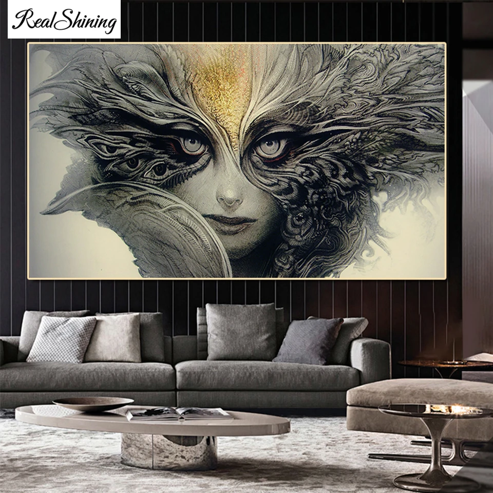 

Алмазная живопись 5D «сделай сам», абстрактная портретная картина, маска для женщин, полноразмерная, круглая, вышивка крестиком, икона 5D, под...