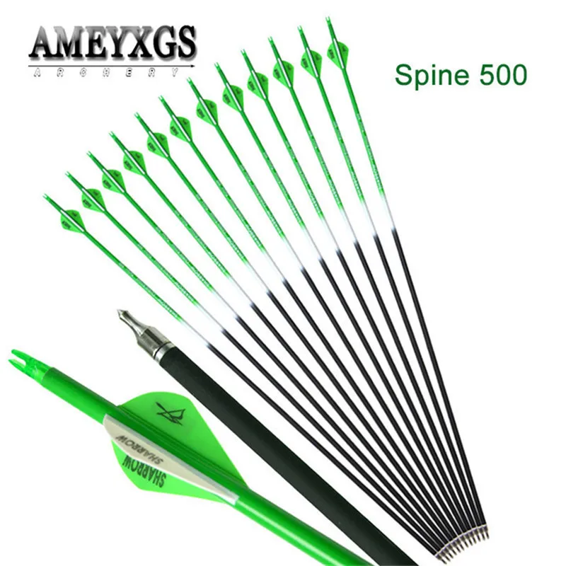 

15pcs 31.5inch Spine 500 Carbon Arrow Outdoor Bow Hunting Beginner Shooting Training 100grain Arrowhead For Archery Accessories