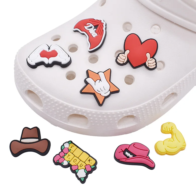 

1 Pcs Cartoon heart Magic Croc Shoe Charm Accessories Decorations Clog Sandals PVC Black Lives Matter Charm Button BLM Girl Gift