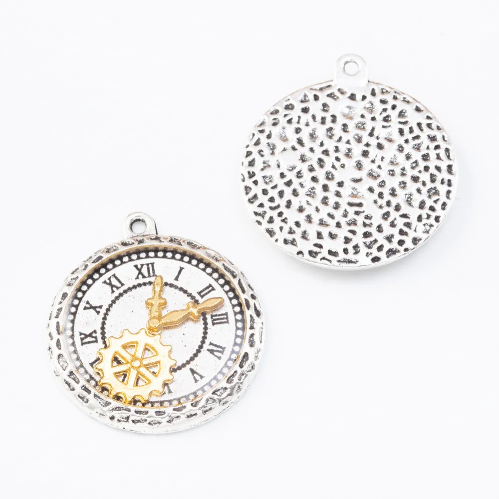 20шт 32*28ММ Античные тибетские серебряные шестеренки карманных часов винтажные бронзовые подвески для браслета серьги изготовление украшений.