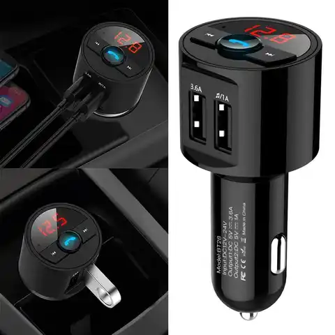 Автомобильный FM-трансмиттер-модулятор, зарядное устройство с USB-портом, 3,6 А, MP3, беспроводная гарнитура