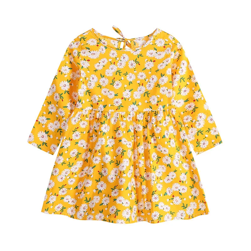 

2021 girls long-sleeved printed dress, children's spring and autumn new floral children's princess dress