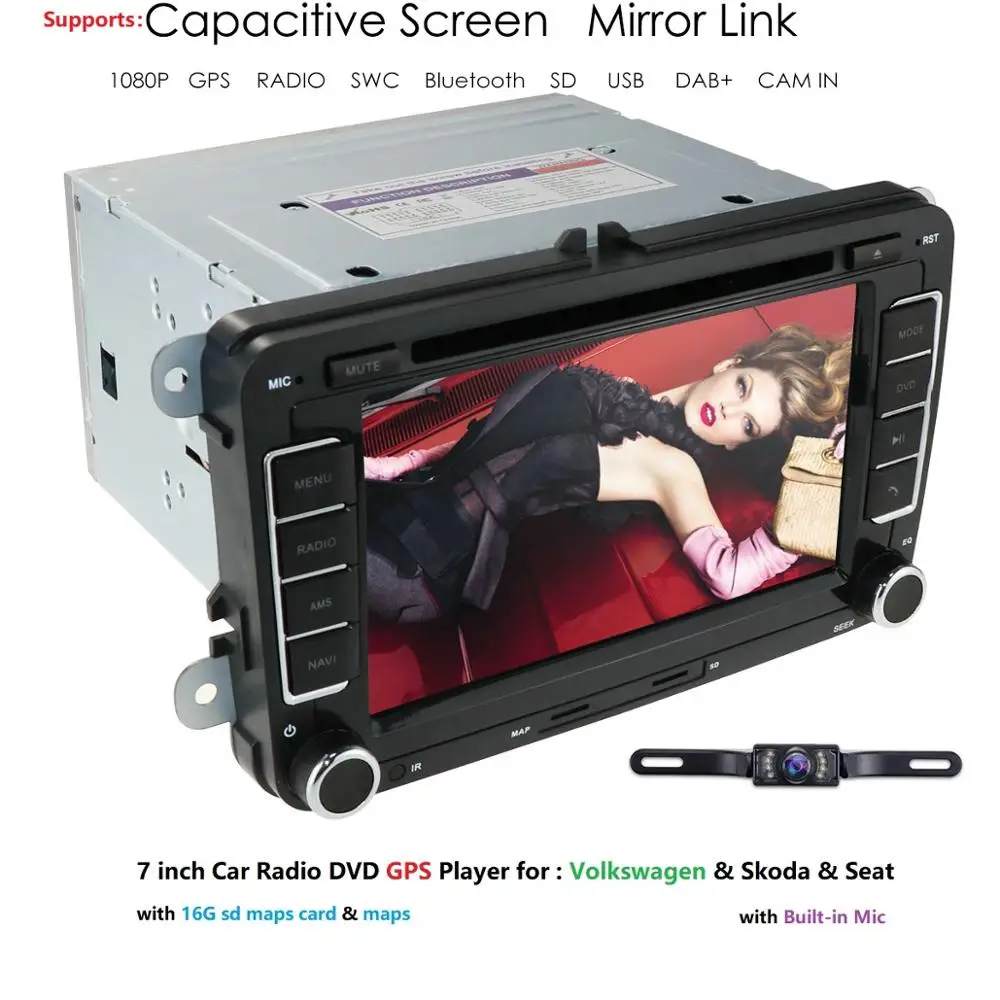 Ossuret " 2 din автомобильный DVD радио плеер gps навигация для VW Golf/6/Golf/5/Passat/b7/cc/b6/SEAT/Skoda Bluetooth FM стерео плеер