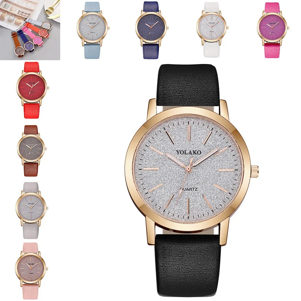 

FASHION Women's Casual Quartz Watches With Frosted Dial Ladies Analog Wrist Watch Leather Band Dress Accessories reloj para dama