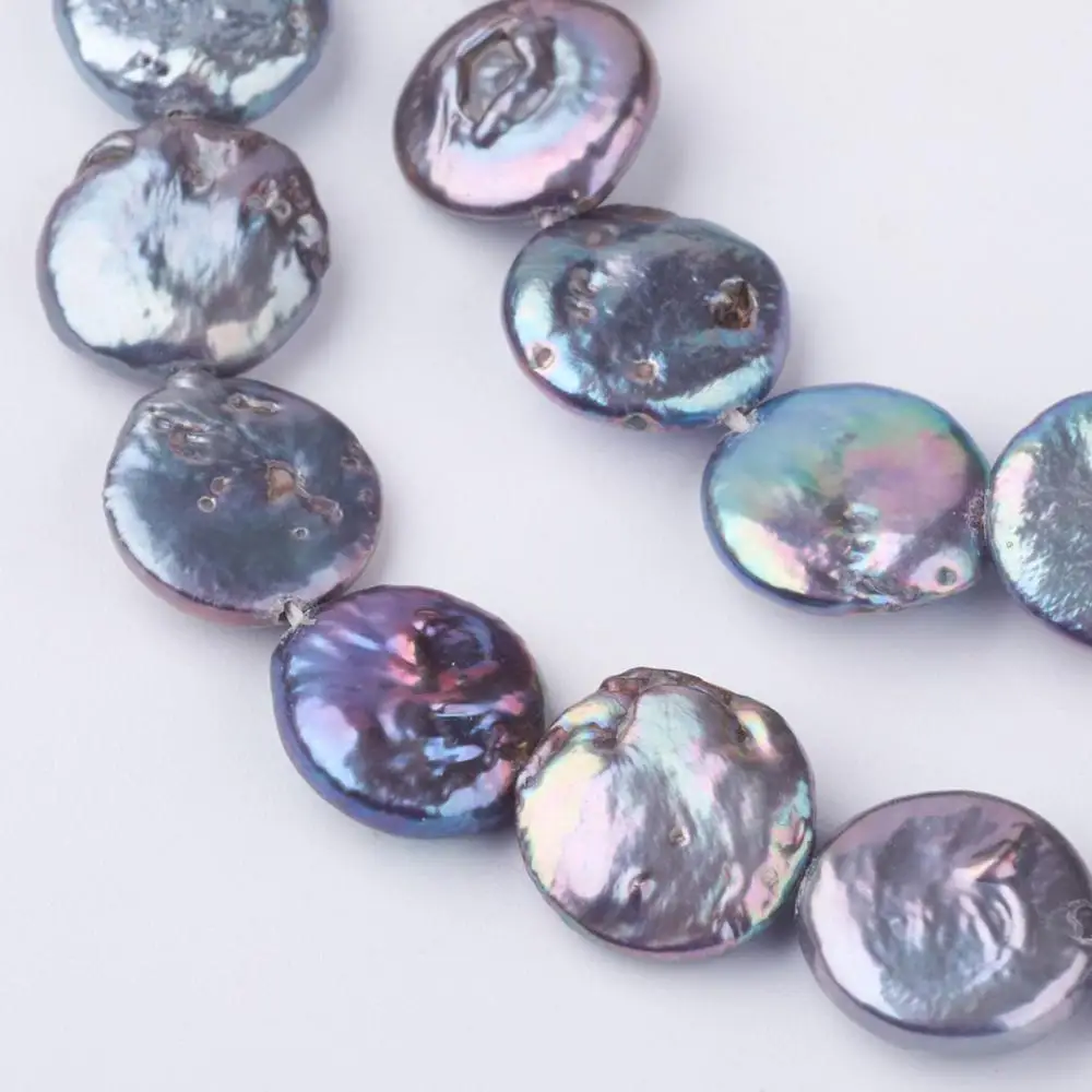 

Natural Keshi Pearl Bead Strands Flat Round Shape For Jewelry Making Woman DIY Necklace Bracelet Earring about 30pcs 14.8"
