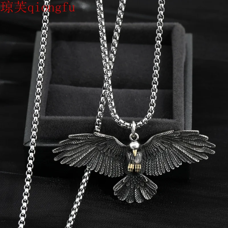 

Domineering eagle wings cool male titanium steel necklace hip hop punk street hipster pendant Amulets and mascot
