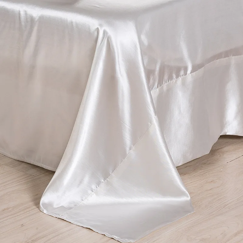 Soft silk fitted sheets sets Comforter set satin US Twin/Queen /King full sizes solid color Bedding bedspread bed Sheet Set blue | Дом и сад
