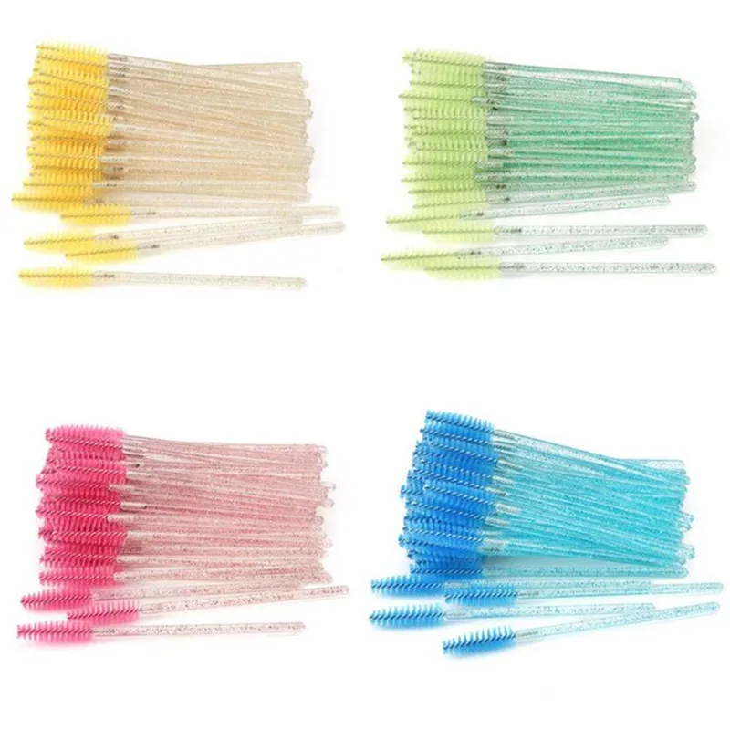 50 шт. щетка для ресниц кисти макияжа с украшением в виде кристаллов тушь