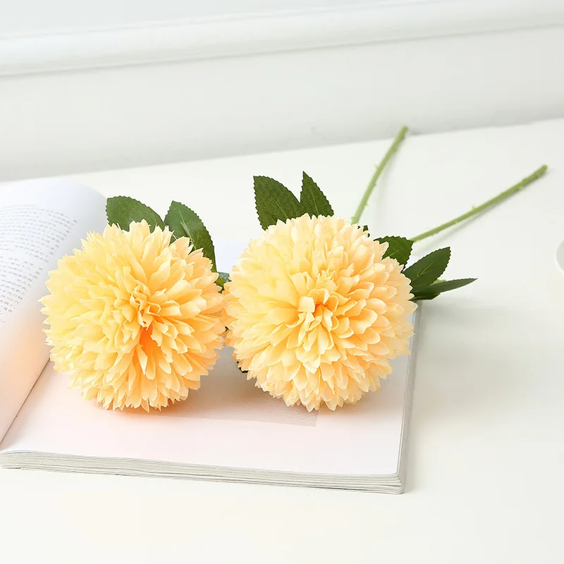 

10cm Diameter Nordic Simulation Flower Dandelion Small Ball Chrysanthemum Living Room Potted Flower Arrangement Wedding Decor