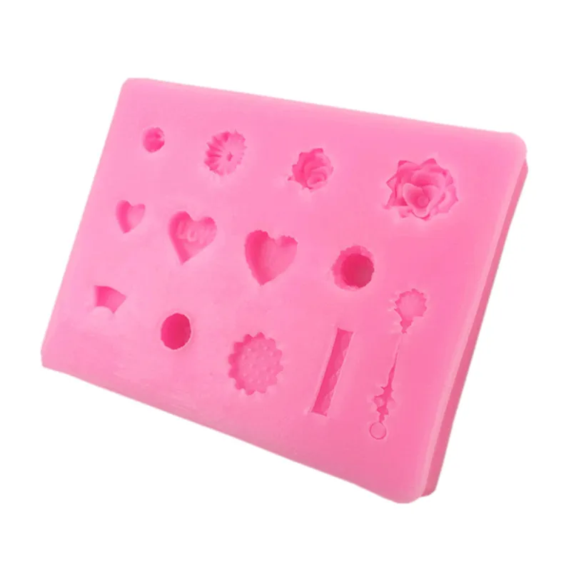

DIY multi size love rose shaped silica gel mold fudge cake decoration tool chocolate candy baking cake mold