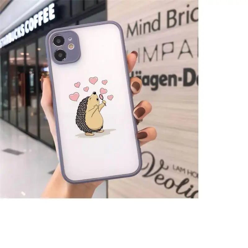 

Cute cartoon hedgehog Phone Case matte transparent For iphone 7 8 11 12 plus mini x xs xr pro max cover