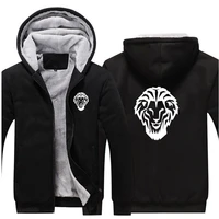 warm streetwear winter lion hoodies men fashion coat pullover fleece liner jacket sweatshirts hoody