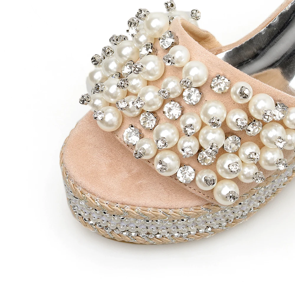 2020 летние женские босоножки на танкетке с кристаллами плетеные высоком каблуке 10