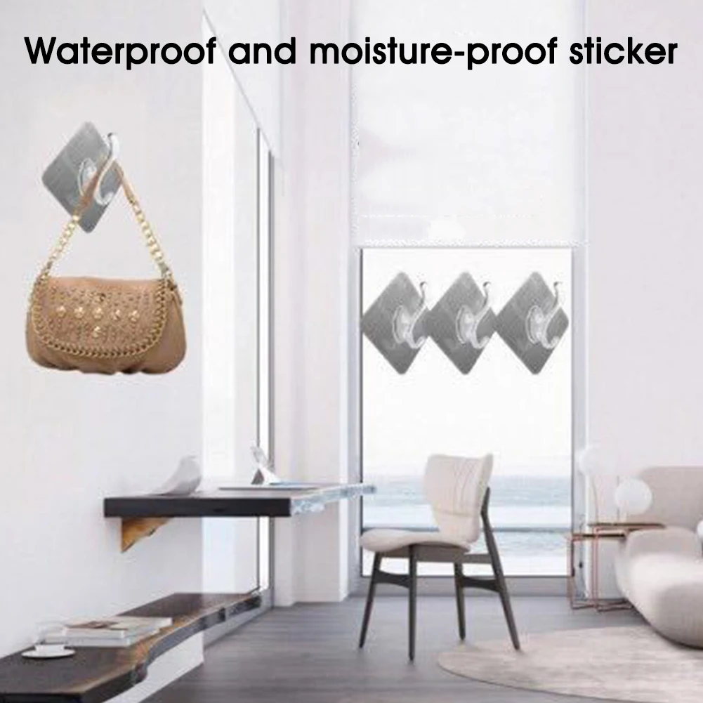 

Transparent Wall Hooks Waterproof Oilproof Self Adhesive Hooks Reusable Seamless Hanging Hook For Kitchen Bathroom Office