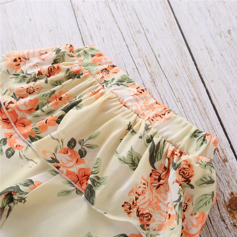 

2020 Autumn Spring New Baby Girl Clothes Baby Girl Solid Long Sleeve Knit Romper Tops+Ruffle Floral Print Long Pants 3Pcs 0-18M