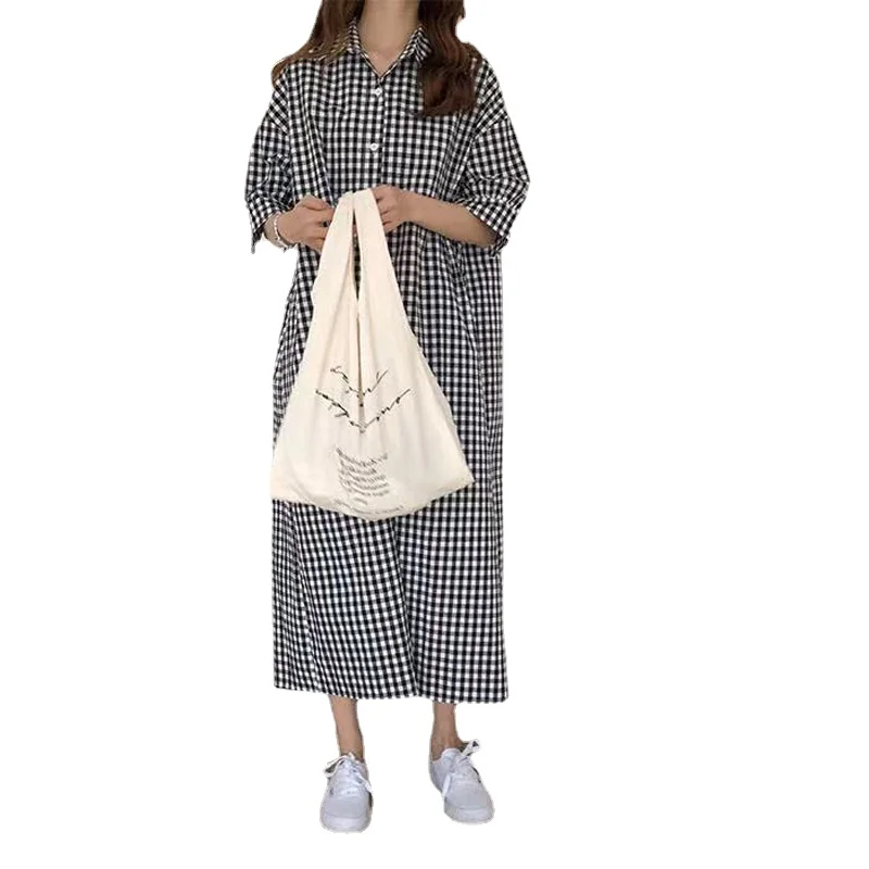 

HaleyChan Women's Cotton Blouses Tops Plaid Long Sleeve Button Down Shirts Tunic Women's Plaid Shirt Dress Shirts for Women