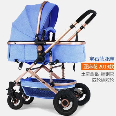 Linen blue Детская коляска с подвеской, высокий пейзаж, 0-36 месяцев, для сна, для новорожденных, детская коляска, детская коляска - Цвет: Linen blue