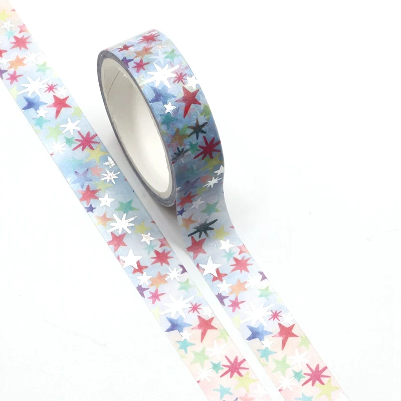 

2PCS/lot Decorative Colorful Stars Foil Washi Tapes Paper for Scrapbooking Planner Adhesive Masking Tapes Office School Supply