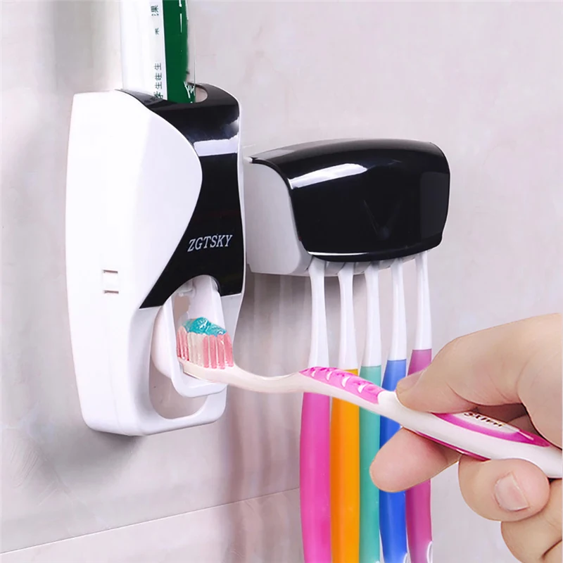 

Автоматический Дозатор зубной пасты настенный пыленепроницаемый стеллаж для хранения зубных щеток Набор аксессуаров для ванной комнаты в...