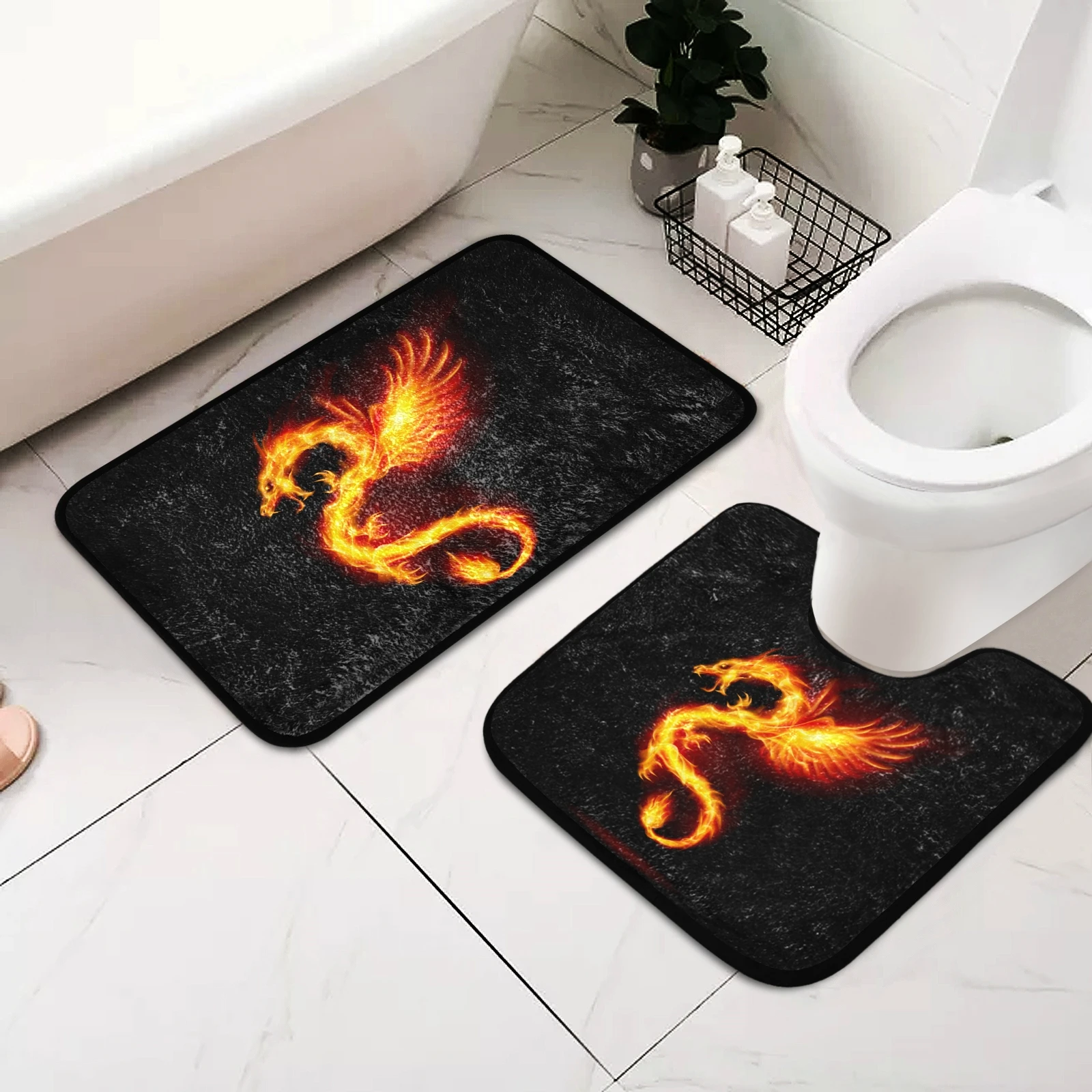 2 шт./комплект коврик для ванной с принтом дракона | Дом и сад