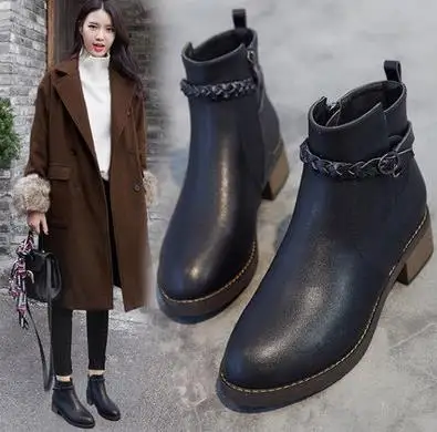 Женская обувь Ботинки martin с круглым носком красивые сапоги в британском стиле