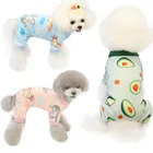 Одежда с принтом для кошек и собак, женская пижама, пальто для маленьких собак, пижама с длинным рукавом для чихуахуа, мопса, авокадо, костюм комнезоны