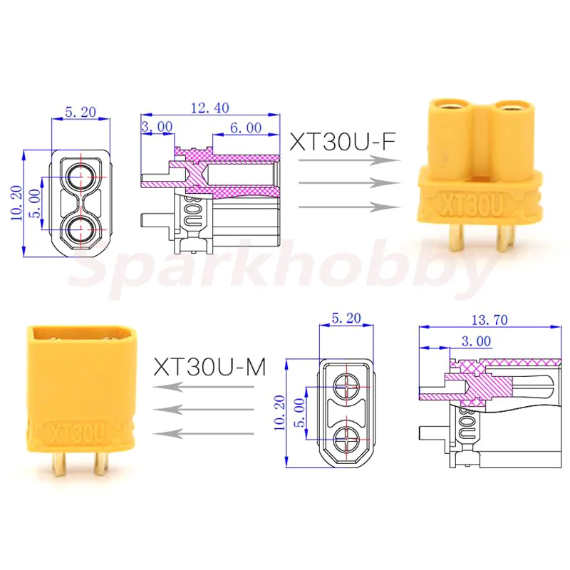 10 шт 5 пар оригинальный amass xt30u xt60 ште