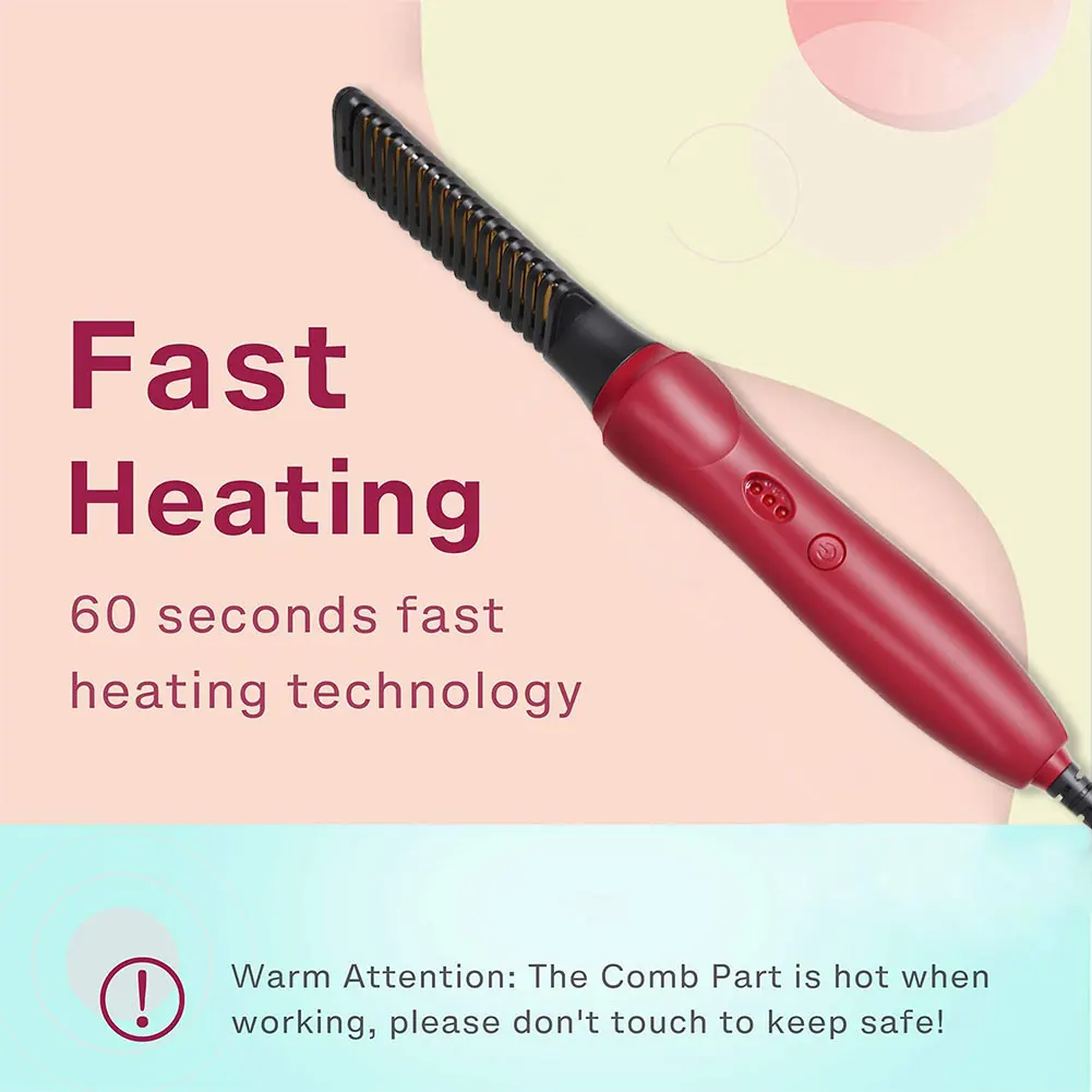 

Professional Brush Hair Straightener Ceramic Electric Beard Brush Men Fast Heating Corrugation Curling Iron Hair Curler Comb