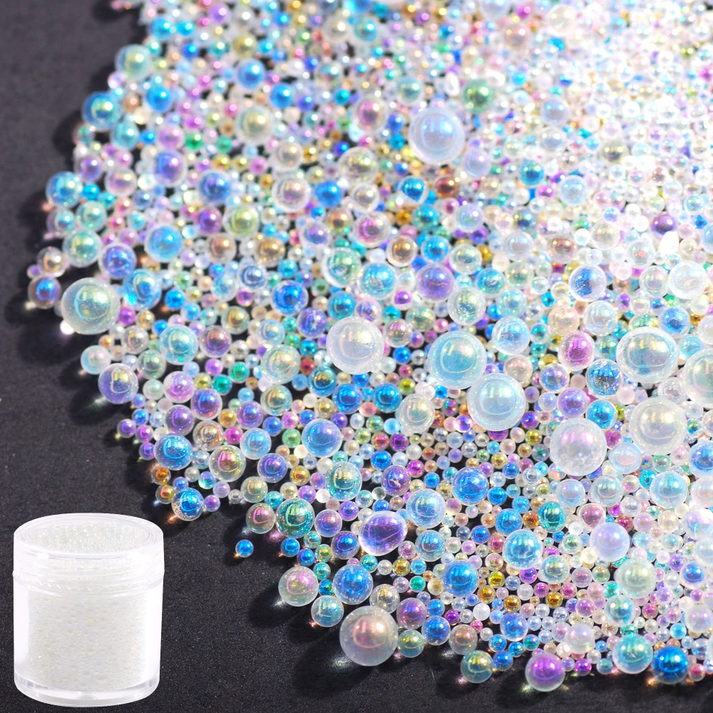 

20g Mix Sizes 1-3mm Nail Art Mini Clear Crystal Bubble Rhinestone Bead Ladies nail DIY Design Fashion Accessories Ball Gem