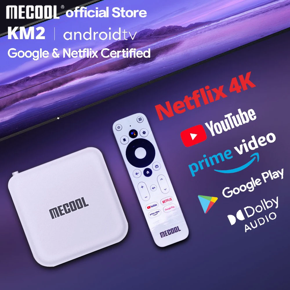 

ТВ-приставка MECOOL KM2 KM3 KM9 PRO Android 10 DDR4 11 Youtube Amlogic S905X2 WiFi 4K Премиум Голосовое управление Netflixs ТВ-приставка