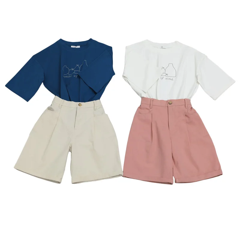 Комплекты одежды для девочек 2020 летняя детская одежда футболка с коротким