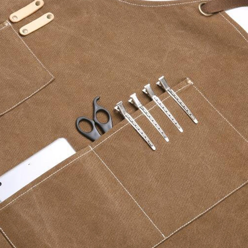 

Chef Apron Cotton Canvas Cross Back Adjustable Apron with Pockets for Women and 19QB