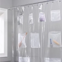 transparent shower curtain with pockets waterproof mildew proof bath curtains thickened peva bath curtain with hooks home decor
