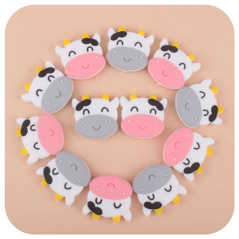 10 unids/lote Animal para fabricaci&oacute;n de joyas cuentas de silicona de grado de alimentos de beb&eacute;, granos DIY pulsera chupete dentici&oacute;n reci&eacute;n nacido accesorios Juguetes-1