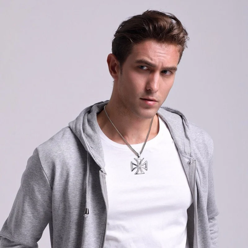Vintage Hollow Knights Templar Cross Pendant Necklace for Men Boy Maltese Iron Fashion Male Jewelry | Украшения и аксессуары