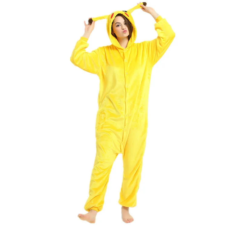 Кингуруми Акула Пикачу Onesie взрослых женщин животных пижамы набор фланелевые теплые мягкие пижамы зимний комбинезон пижамы Косплей - Цвет: as picture