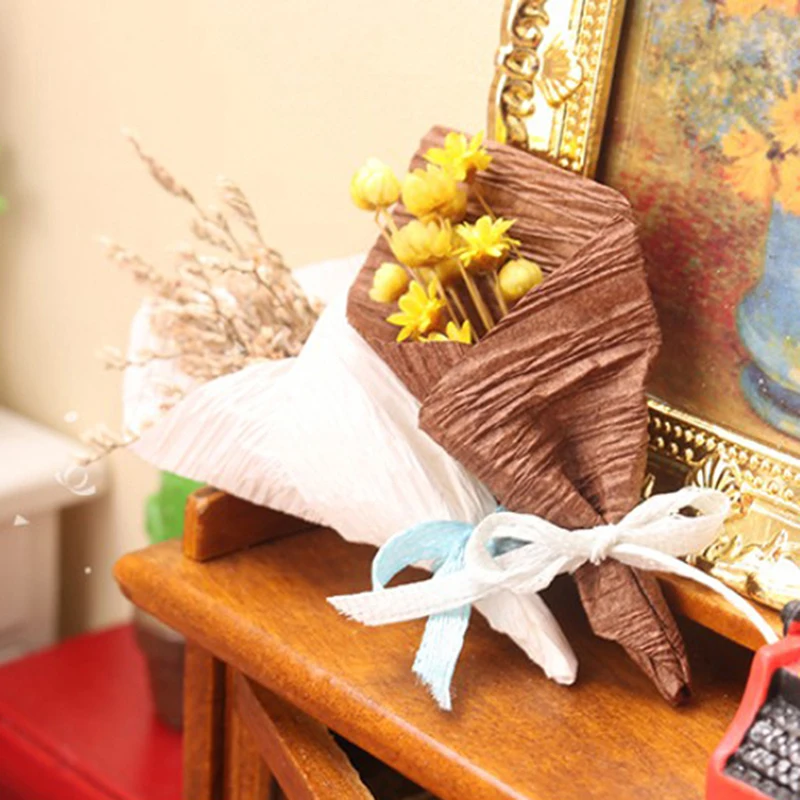 

1 шт. миниатюрный сушеный букет цветов, подарок, модель жизни с коробкой, аксессуары для украшения кукольного дома