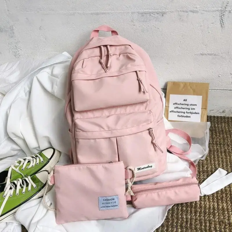 Комплект из 3 предметов для девочек подростков школьный портфель розовой ткани