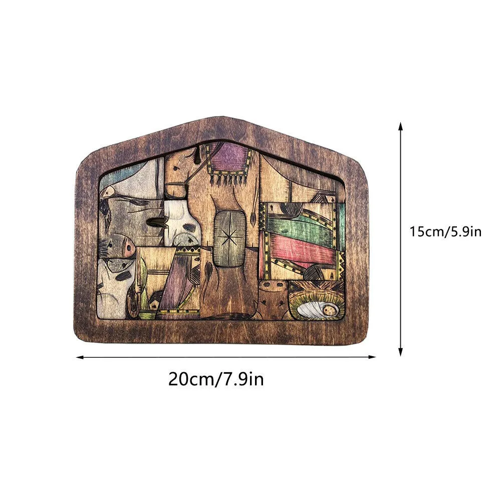Wooden Jesus Puzzles Nativity Puzzle with Unique Wood Burned Design Jigsaw Game For Adults And Kids Home Decoration | Игрушки и хобби