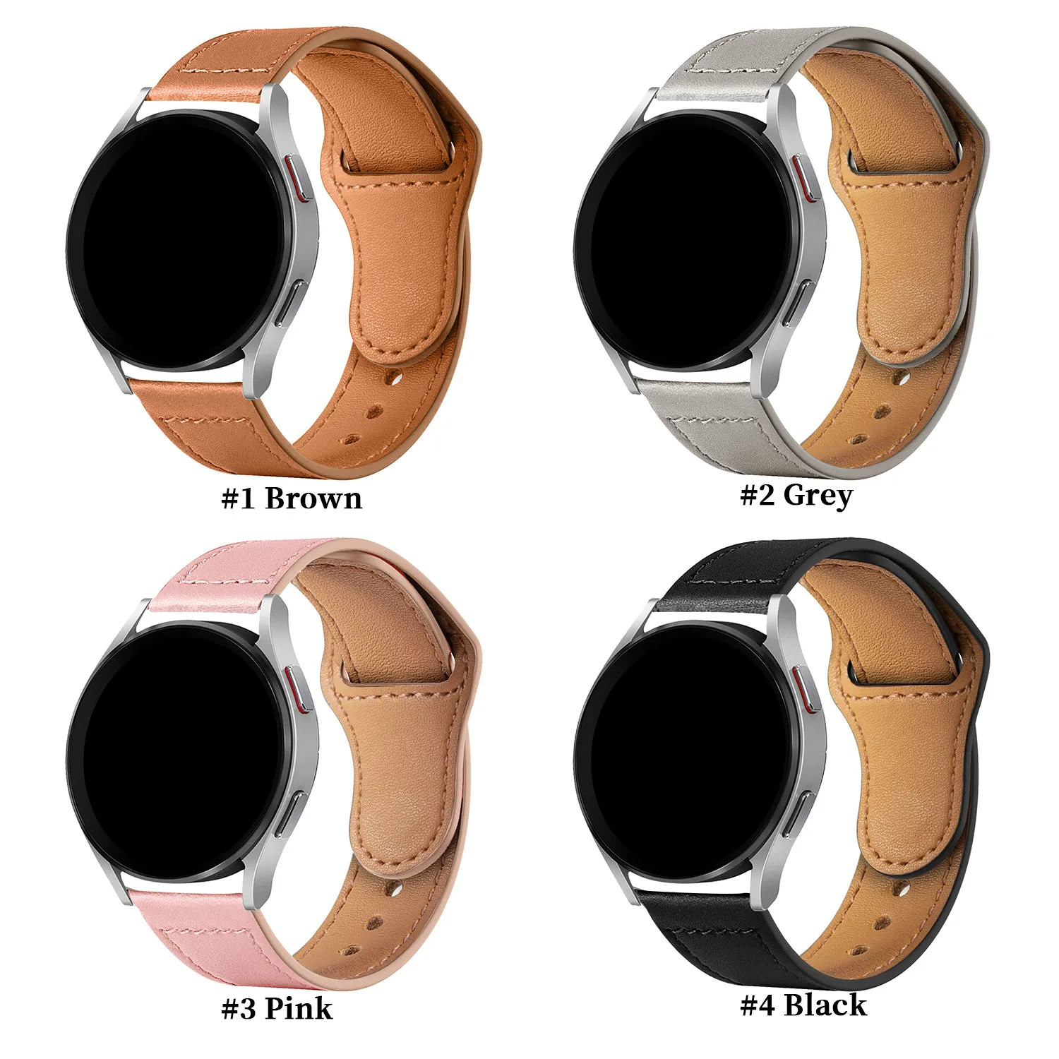 20mm Genuine Leather Strap Watchband For Samsung Galaxy Watch4/5 40 44 45 mm pro For Samsung watch 4 Classic 42mm 46mm bracelet enlarge