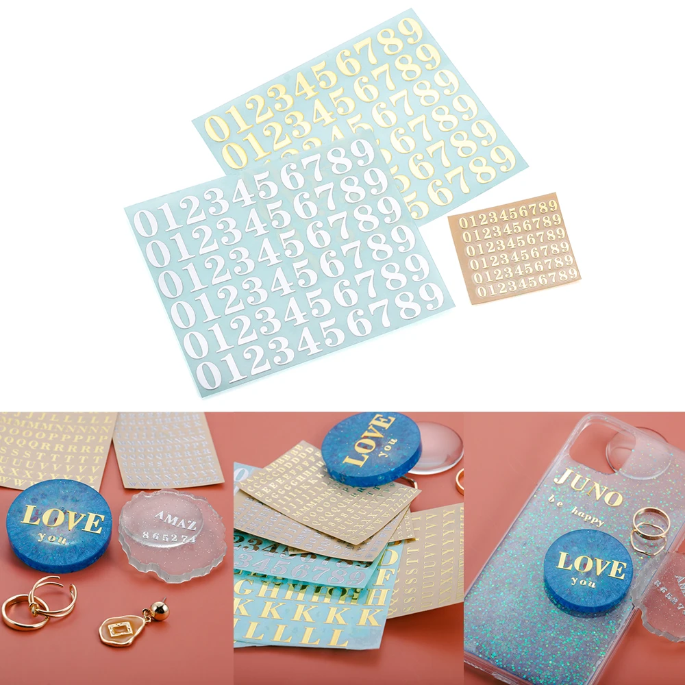 

4/6Pcs 2-9mm Alphabet Letters Numbers Resin Silicone Mold Gold Silver Mobile Phone Stickers Moulds For DIY Craft Making Fillings