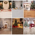 Фон для фотосъемки Рождественский фон кирпич, дерево, стена, камин, вертикальный фон для рождественской вечеринки
