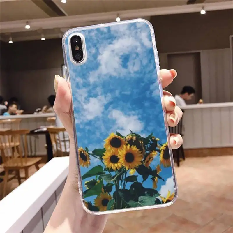 

Phone Case For iphone 12 11 8 7 6s 6 5 5s 5c se plus mini x xs xr pro max rose daisy sun flower pattern Transparent soft