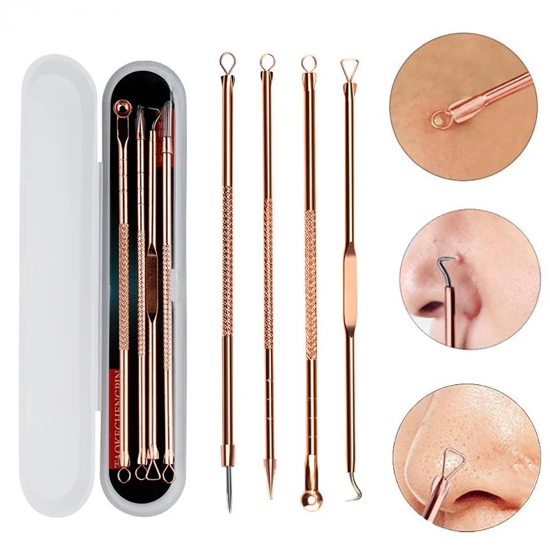 

4PCS Acne Blackhead Comedone Black Spot Pimple Blemish Remover Skin Care Women Beauty Acne Treatment Pore Cleanser Needle Hook