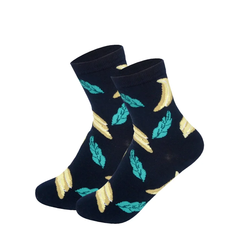 Banana Женские носки в японском стиле Харадзюку, счастливые фрукты, цветы, известное искусство, Живопись Ван Гога, носки по щиколотку, забавные подарки - Цвет: Banana