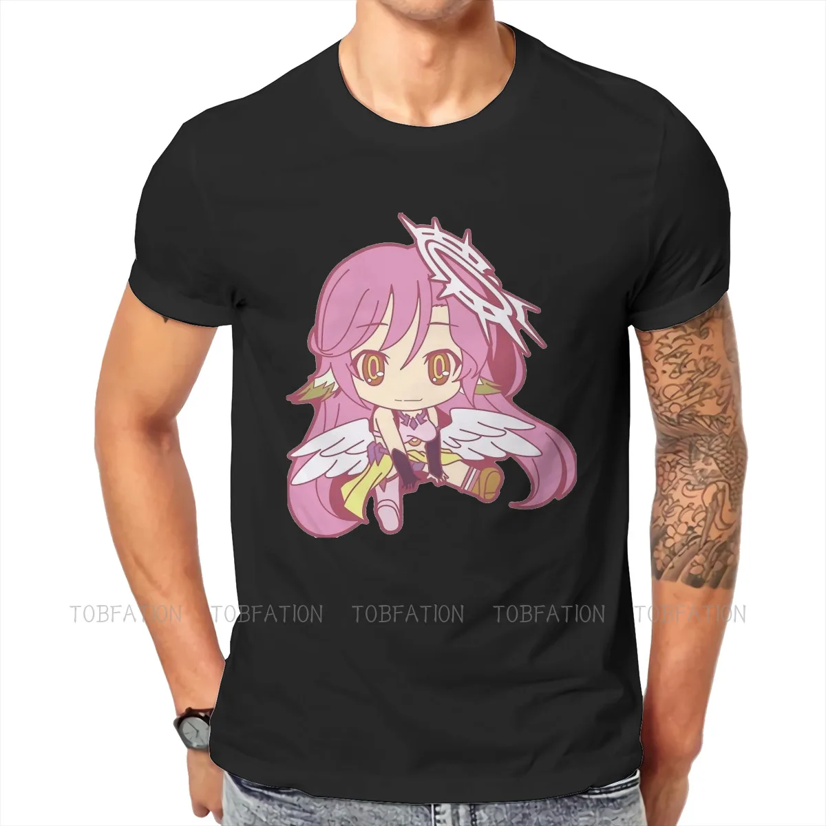 

Повседневная футболка Jibril Chibi Sat Down, уличная одежда в стиле NO GAME NO LIFE, повседневная мужская футболка с коротким рукавом, одежда в подарок
