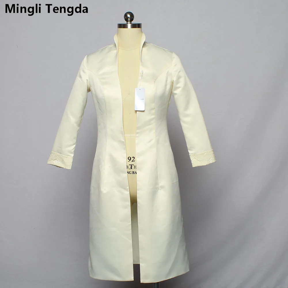 Mingli Tengda длинная куртка цвета шампанского свадебная Шаль атласная Свадебная